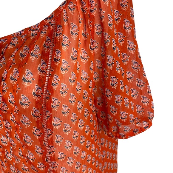 Gap Orange Peasant Blouse with Tie Size Small - Picture 4 of 9